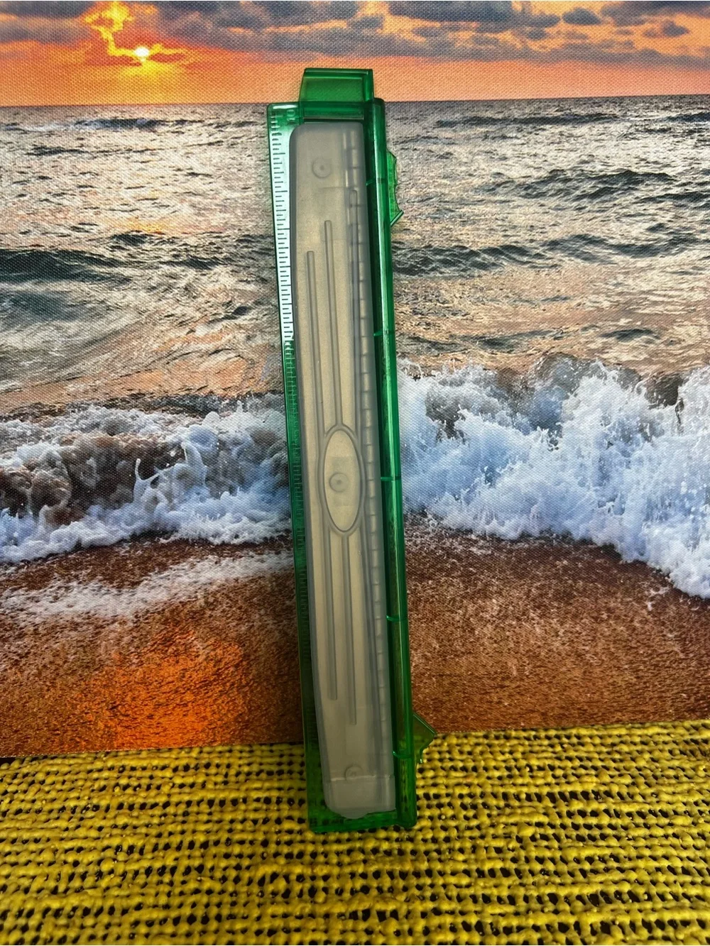 Green Desk Letter Opener and Ruler Combo - Office Stationery